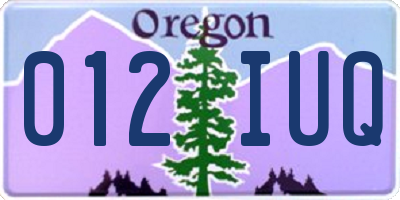 OR license plate 012IUQ