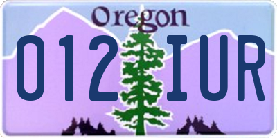 OR license plate 012IUR