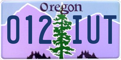 OR license plate 012IUT