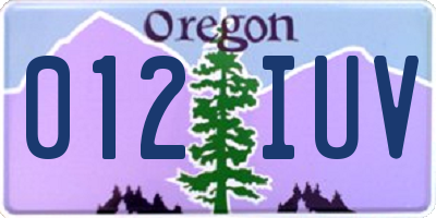 OR license plate 012IUV