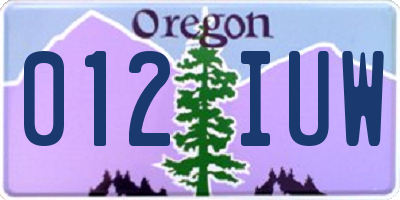 OR license plate 012IUW