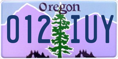 OR license plate 012IUY