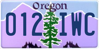 OR license plate 012IWC