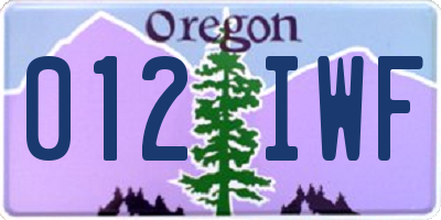 OR license plate 012IWF