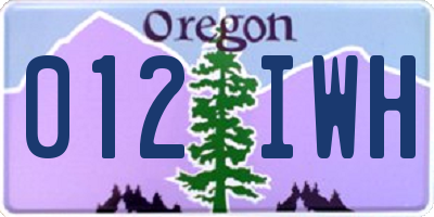 OR license plate 012IWH