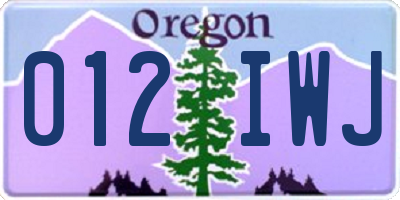 OR license plate 012IWJ
