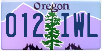 OR license plate 012IWL
