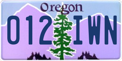 OR license plate 012IWN