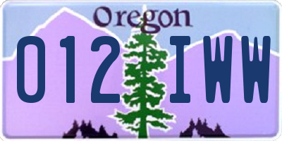 OR license plate 012IWW