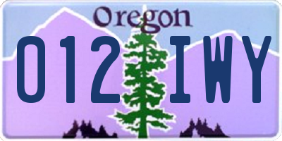 OR license plate 012IWY