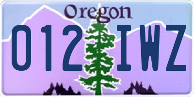 OR license plate 012IWZ