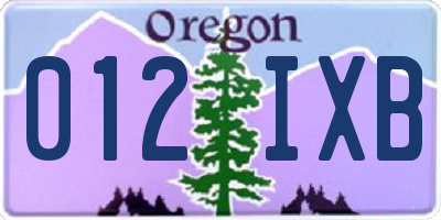 OR license plate 012IXB