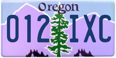 OR license plate 012IXC