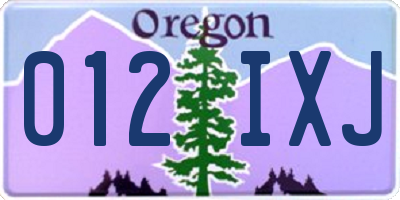 OR license plate 012IXJ