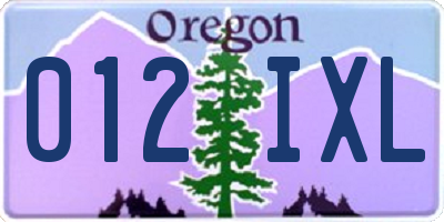 OR license plate 012IXL