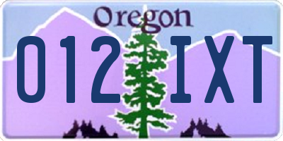OR license plate 012IXT