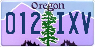 OR license plate 012IXV