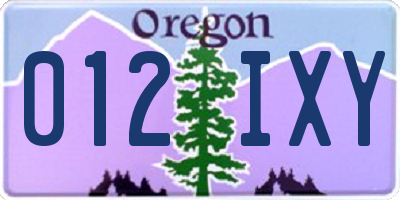 OR license plate 012IXY