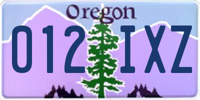 OR license plate 012IXZ