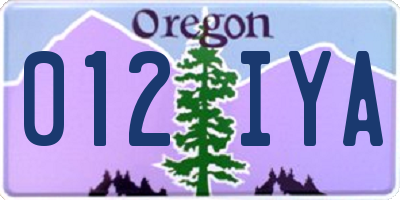 OR license plate 012IYA