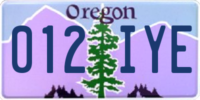 OR license plate 012IYE