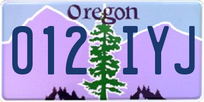 OR license plate 012IYJ