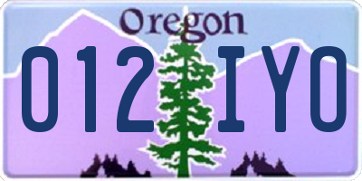 OR license plate 012IYO