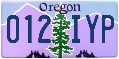 OR license plate 012IYP