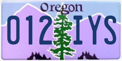 OR license plate 012IYS