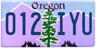OR license plate 012IYU