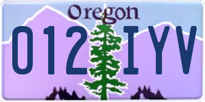 OR license plate 012IYV
