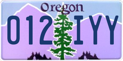 OR license plate 012IYY