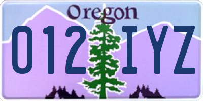 OR license plate 012IYZ