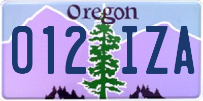OR license plate 012IZA