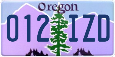 OR license plate 012IZD