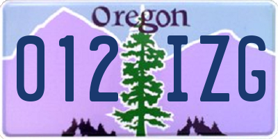 OR license plate 012IZG