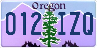 OR license plate 012IZQ