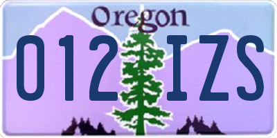 OR license plate 012IZS