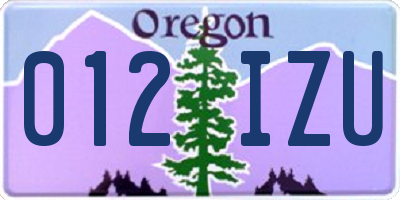 OR license plate 012IZU