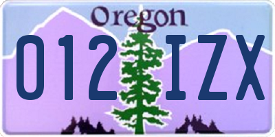 OR license plate 012IZX