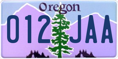 OR license plate 012JAA