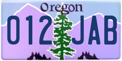 OR license plate 012JAB