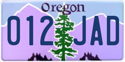OR license plate 012JAD