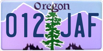 OR license plate 012JAF