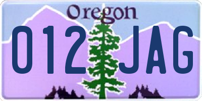 OR license plate 012JAG