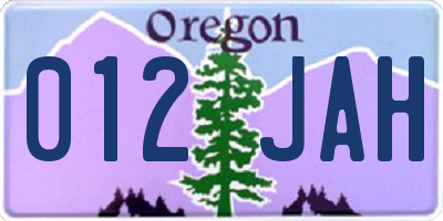 OR license plate 012JAH