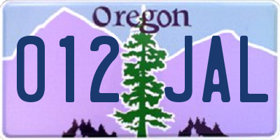 OR license plate 012JAL