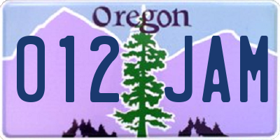 OR license plate 012JAM