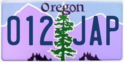 OR license plate 012JAP