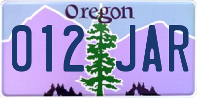 OR license plate 012JAR